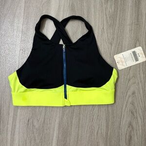 Fabletics Black and Neon Yellow Sports Bra